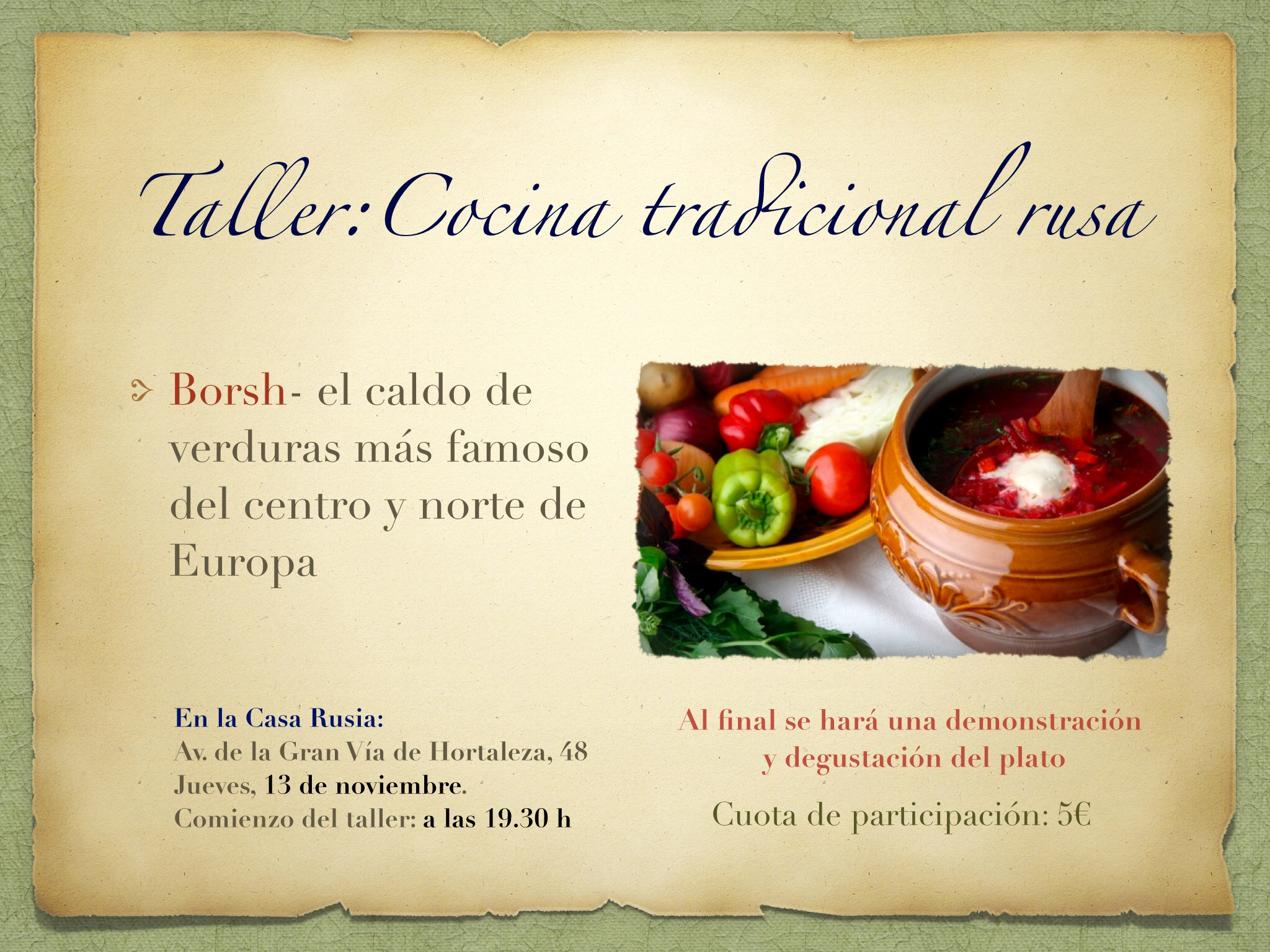 Taller: Cocina tradicional rusa